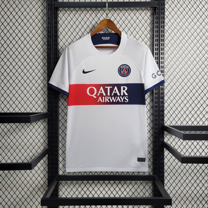 Camisa PSG II - 23/24 Torcedor Nike Masculina - Branca-qatar-airways-mbappe-messi-neymar