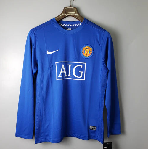 Camisa Manchester United Retrô 07/2008 | Manga Longa Nike Masculina - Azul - cr7 - cristiano ronaldo - ronaldo 