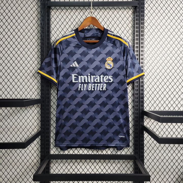 Camisa Real Madrid Away 23/24 Torcedor Adidas Masculina - Azul Escuro-EMIRATES-FLY-BETTER-CR7-BELLINGHAM-KROSS-VINIJR