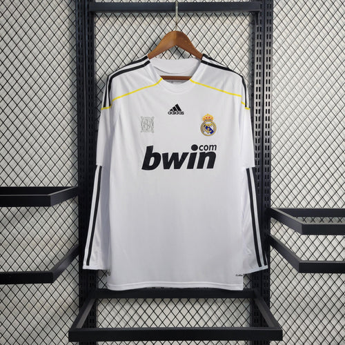 Camisa Retrô Real Madrid 09/2010 | Manga Longa Adidas Masculina - Branca