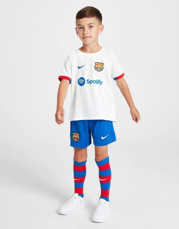 Conjunto Infantil Barcelona 23/24 Away Branca