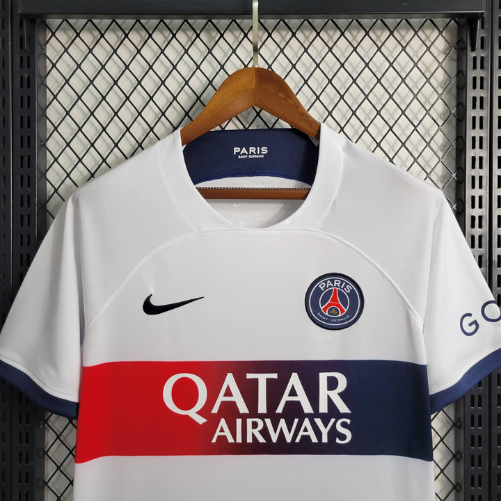 Camisa PSG II - 23/24 Torcedor Nike Masculina - Branca-qatar-airways-mbappe-messi-neymar