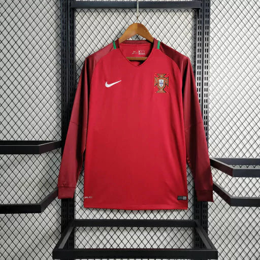 Camisa Portugal Retrô 16/2017 | Manga Longa Nike Masculina - Vermelho - cr7 portugal - camisa retro portugal 