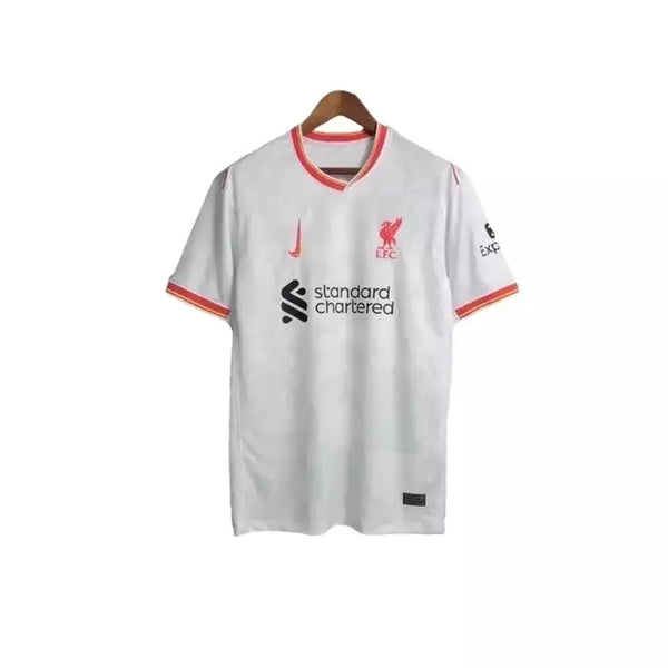 Camisa Liverpool Away 24/25 - Torcedor Nike Masculina - Branca com detalhes em Vermelho